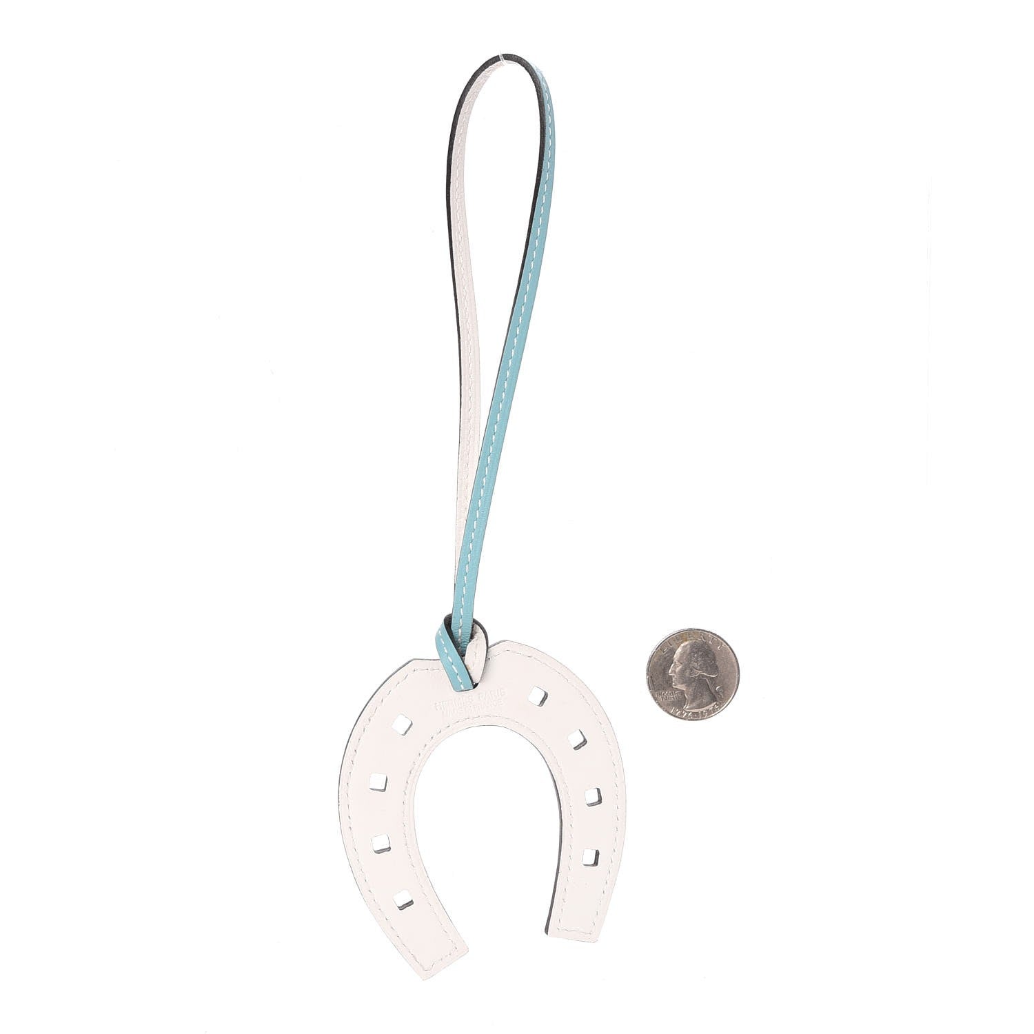 Hermes Swift Paddock Horseshoe Bag Charm Bleu Atoll White 2 of 3