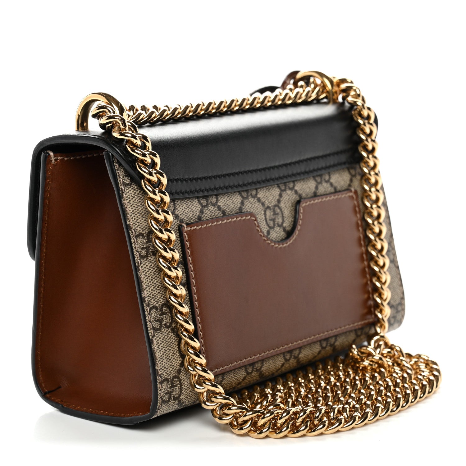 Gucci GG Supreme Monogram Calfskin Small Padlock Shoulder Bag Beige Black Cuir 3 of 12