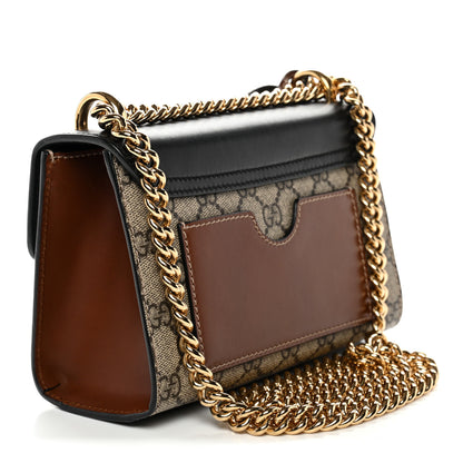 Gucci GG Supreme Monogram Calfskin Small Padlock Shoulder Bag Beige Black Cuir 3 of 12