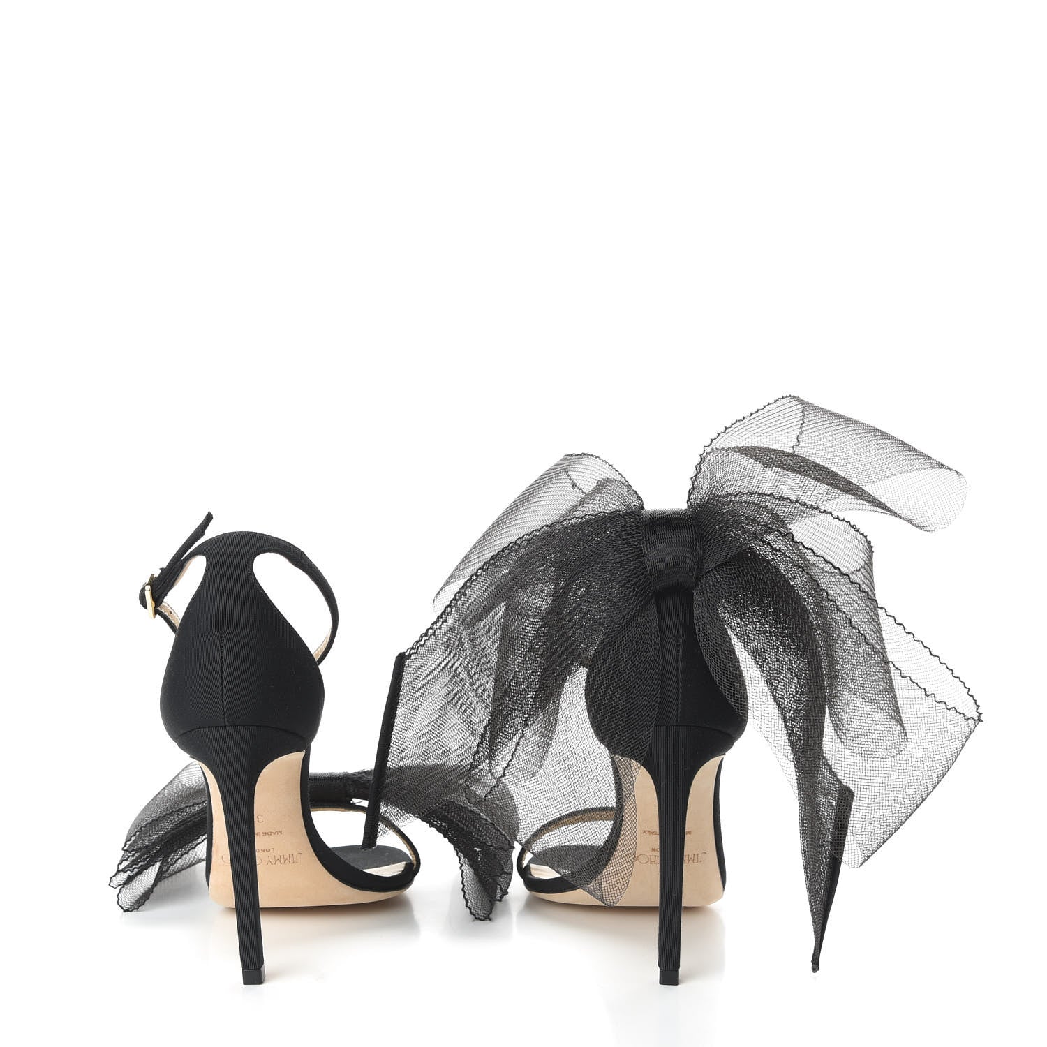 Jimmy Choo Grosgrain Aveline Bow 100 Sandals 35 Black 6 of 8