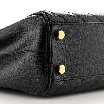 Saint Laurent Grain De Poudre Matelasse Chevron Monogram Shopping Bag Black 9 of 11