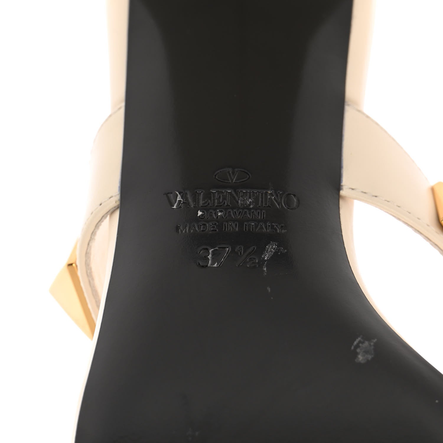 Valentino Garavani Calfskin Roman Stud 60mm Slide Sandals 37.5 Ivory 11 of 12