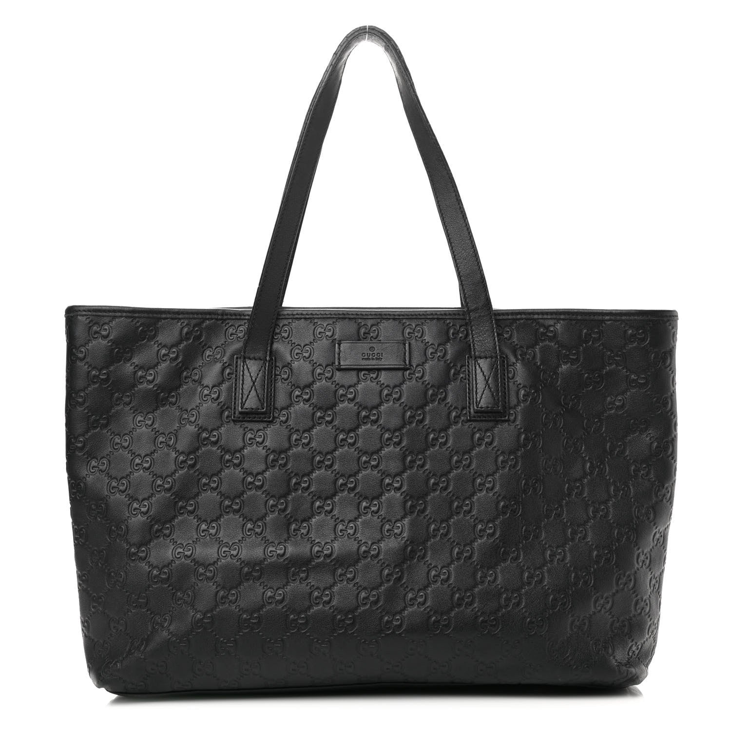 Gucci Guccissima Medium Zippered Shopping Tote Black 1 of 12