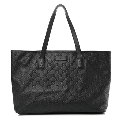 Gucci Guccissima Medium Zippered Shopping Tote Black 1 of 12