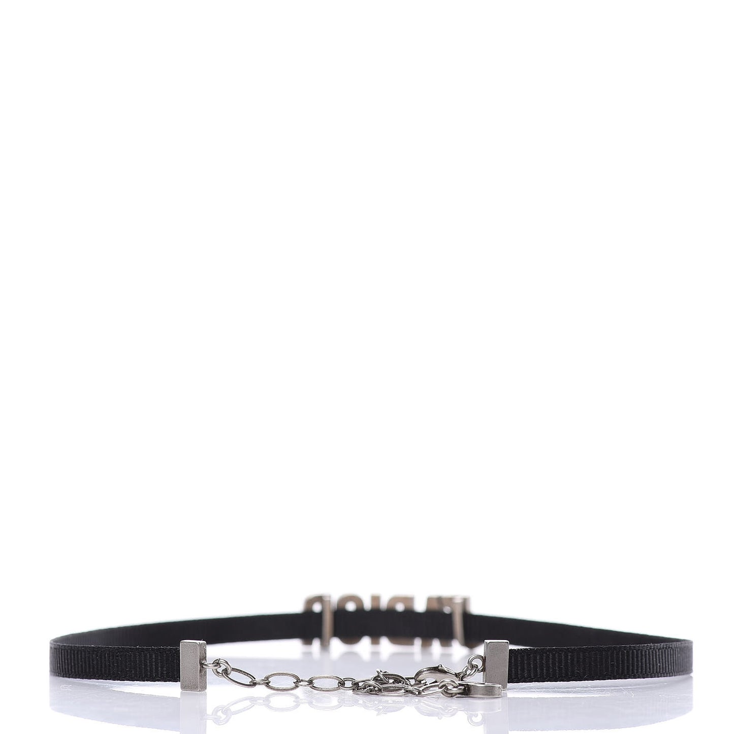 Grosgrain Ribbon Crystal J'Adior Logo Choker Necklace Black Turquoise