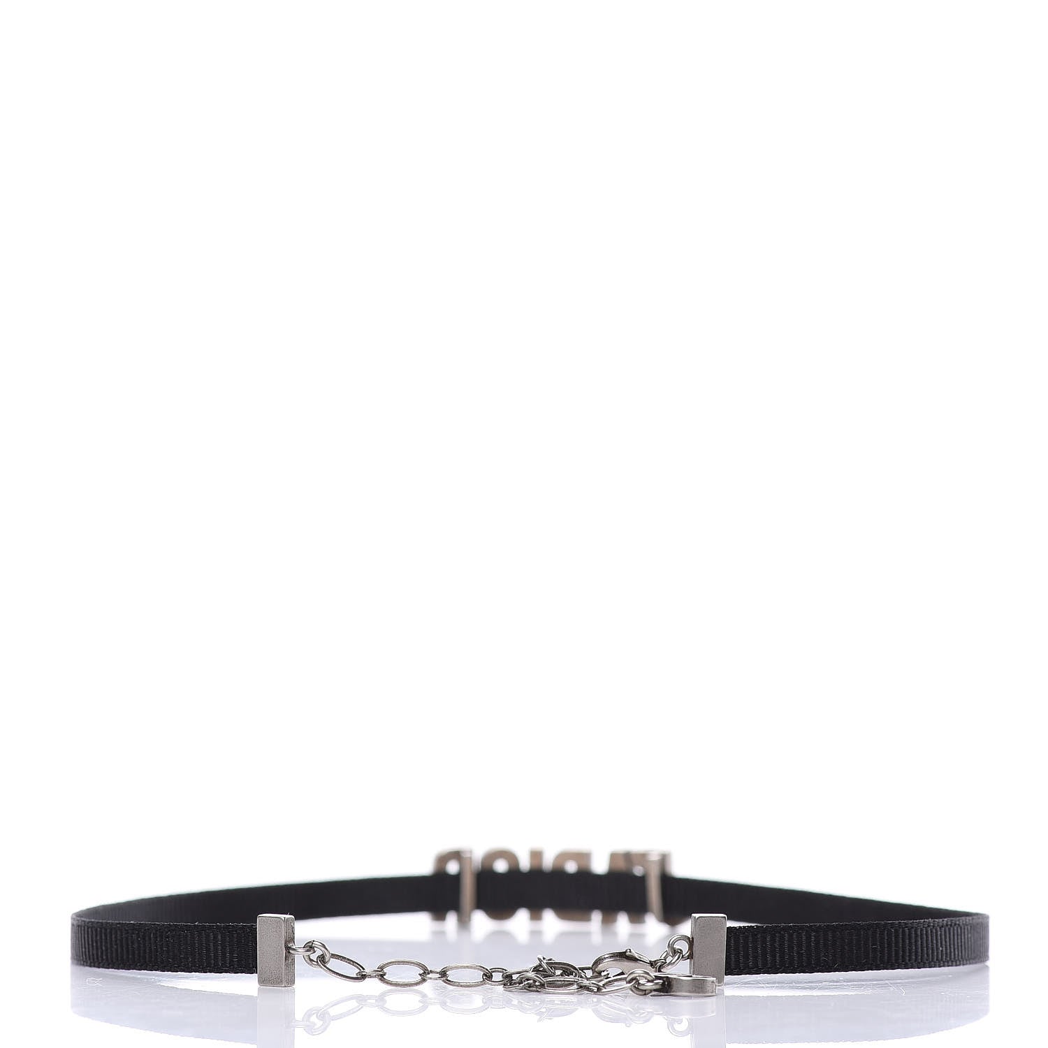 Christian Dior Grosgrain Ribbon Crystal J'Adior Logo Choker Necklace Black Turquoise 3 of 4