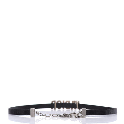 Christian Dior Grosgrain Ribbon Crystal J'Adior Logo Choker Necklace Black Turquoise 3 of 4