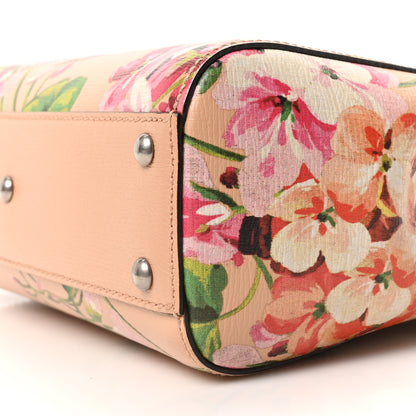 Gucci Shangai Calfskin Blooms Print Mini Bamboo Shopper Tote Pink Apricot Multicolor 10 of 10