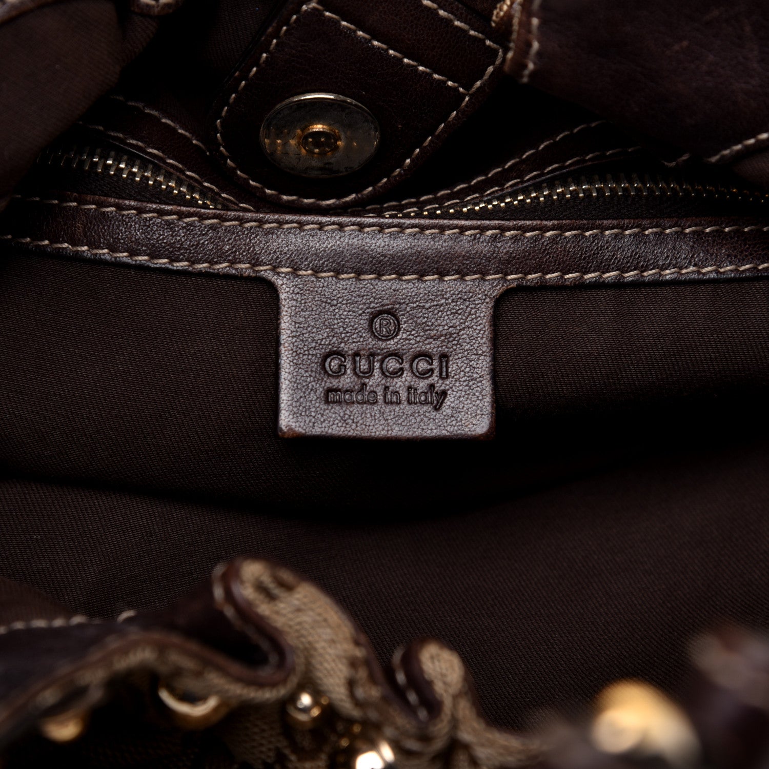 Gucci Monogram Studded Medium Pelham Shoulder Bag Dark Brown 8 of 12