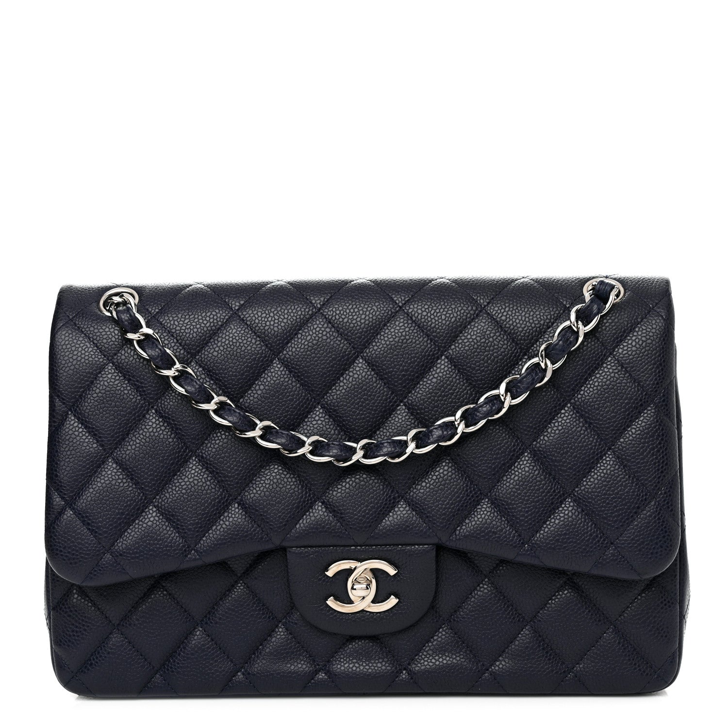Chanel Caviar Quilted Jumbo Double Flap Navy Blue 1 of 12