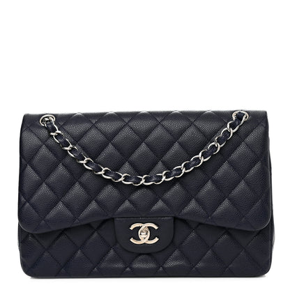 Chanel Caviar Quilted Jumbo Double Flap Navy Blue 1 of 12