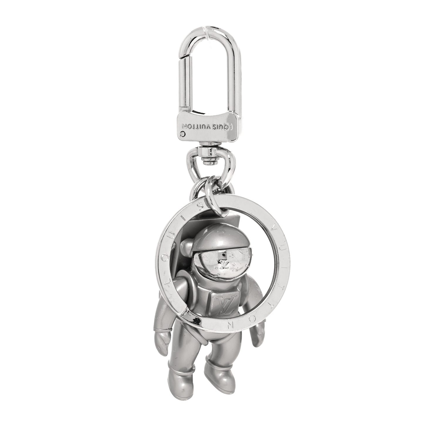 Metal Spaceman Figurine Bag Charm Key Holder Silver