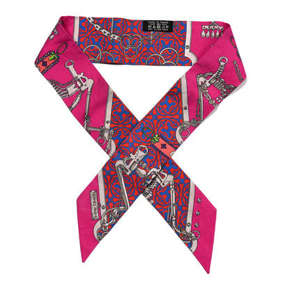 Hermes Silk Mors Et Gourmettes Remix Twilly Fuchsia Bleu Corail 1 of 4