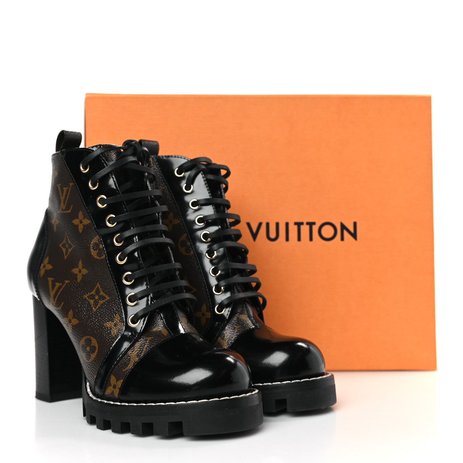Louis Vuitton Patent Calfskin Monogram Star Trail Ankle Boots 38.5 Black 9 of 9