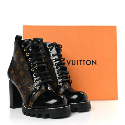 Louis Vuitton Patent Calfskin Monogram Star Trail Ankle Boots 38.5 Black 9 of 9