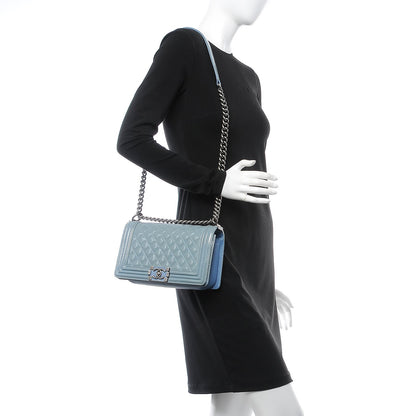 Chanel Patent Calfskin Medium Plexiglass Boy Flap Light Blue 2 of 12