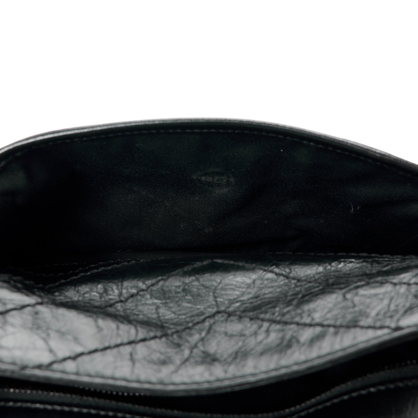 Crinkled Calfskin Matelasse Monogram Medium Niki Chain Satchel Black