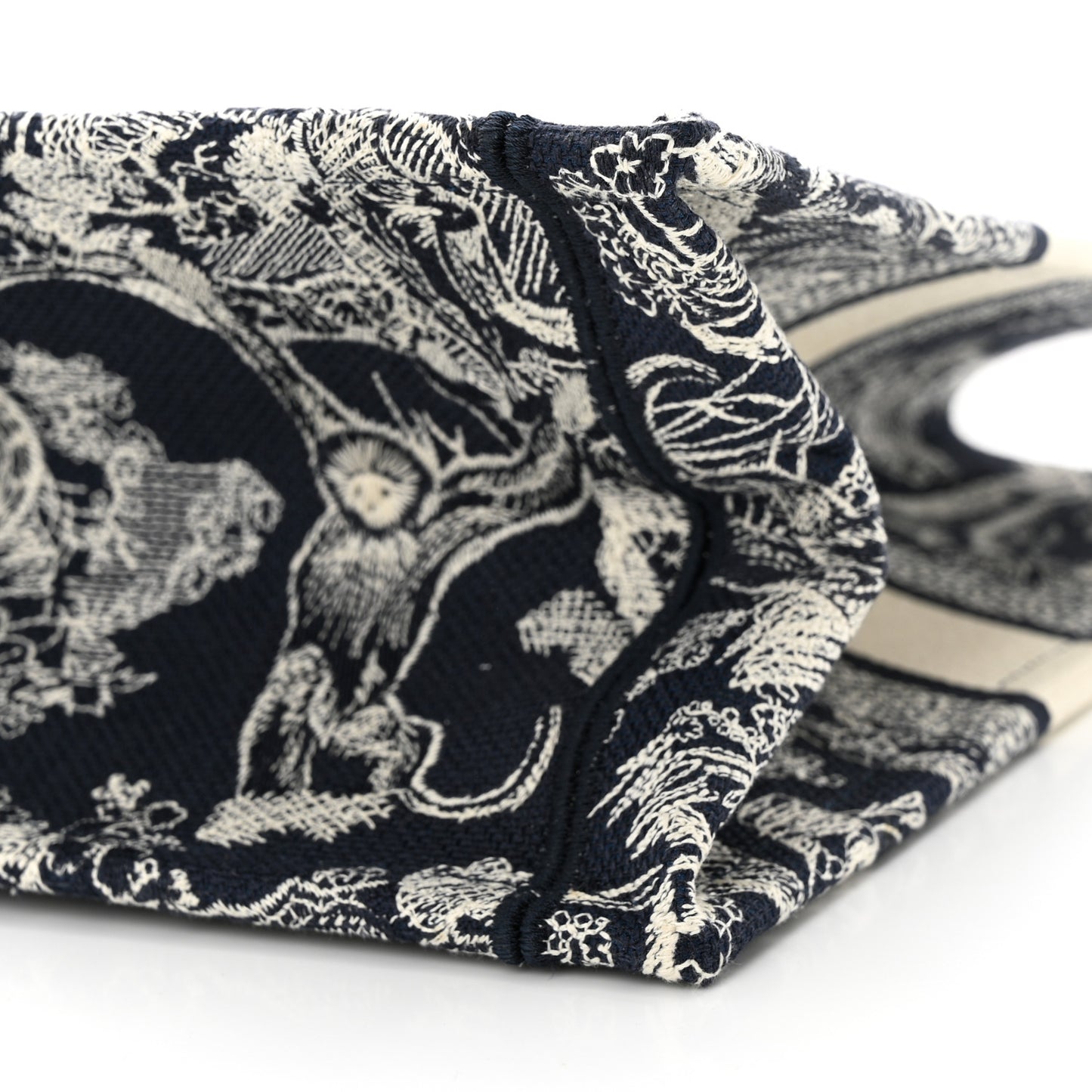 CHRISTIAN DIOR Canvas Embroidered Medium Toile De Jouy Reverse Book Tote Blue