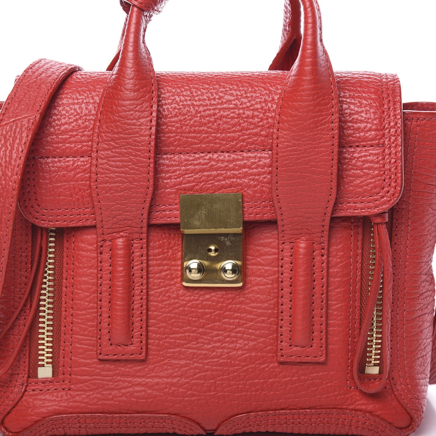 3.1 Textured Calfskin Mini Pashli Satchel Red