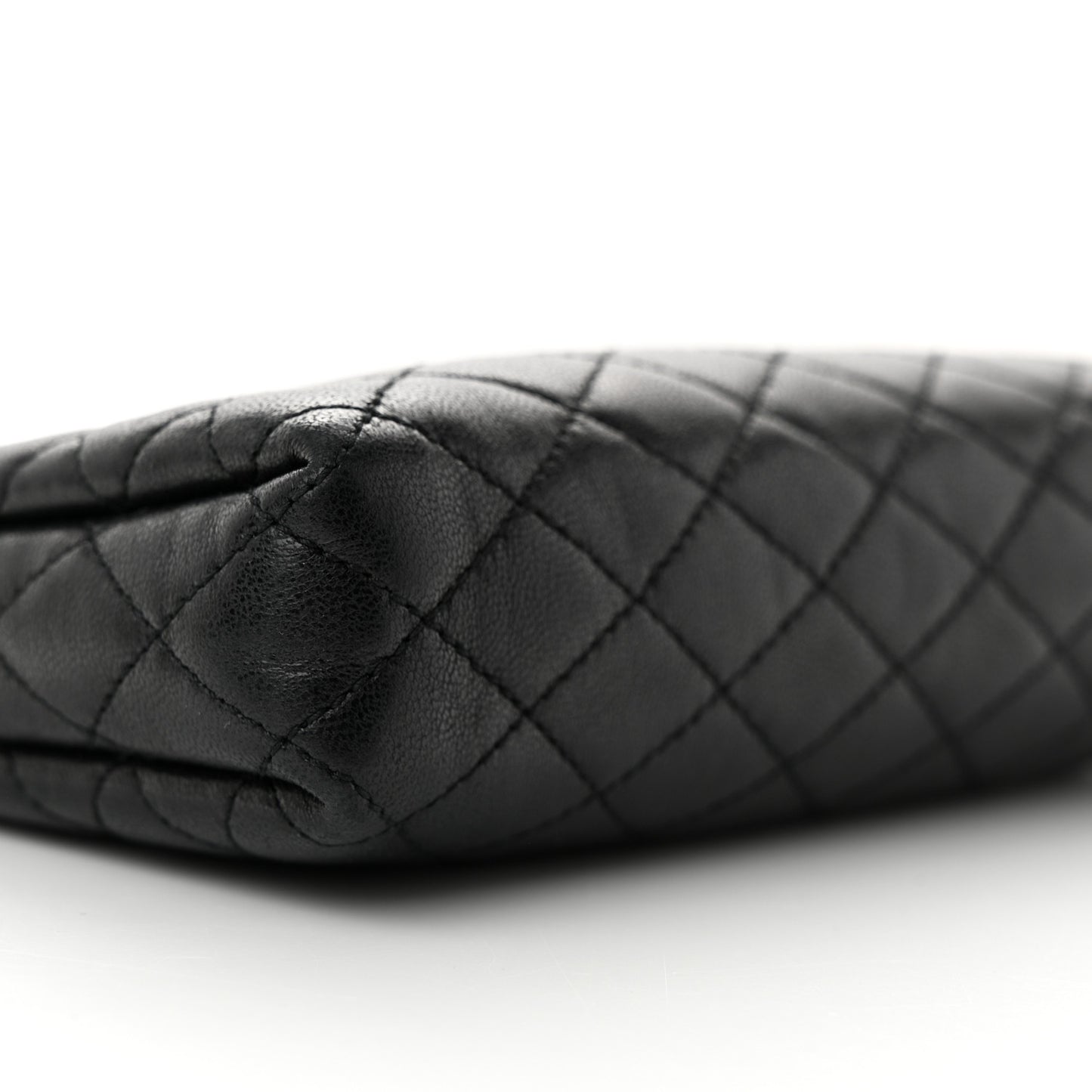 SAINT LAURENT Lambskin Quilted Gaby Zipped Pouch Black