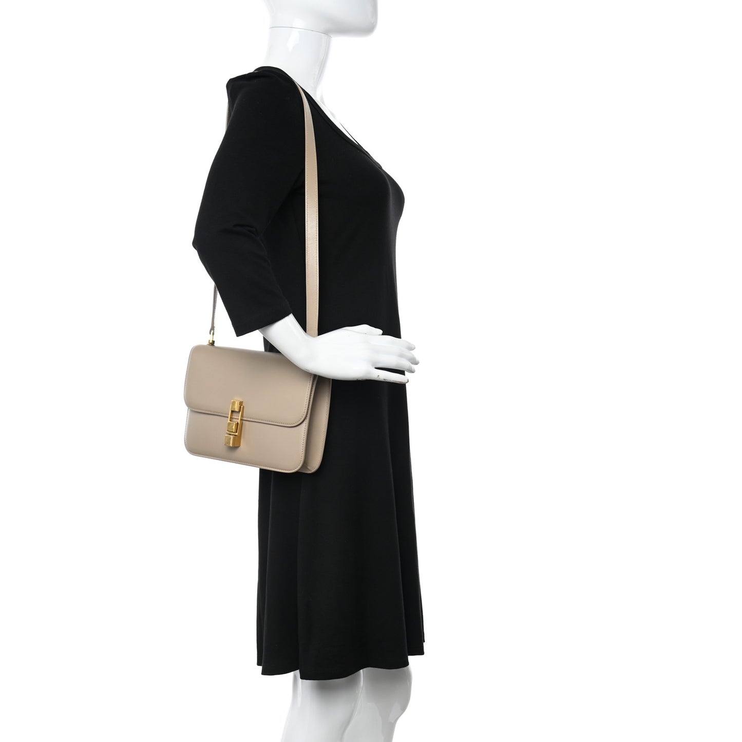 Smooth Calfskin Carre Satchel Dark Beige