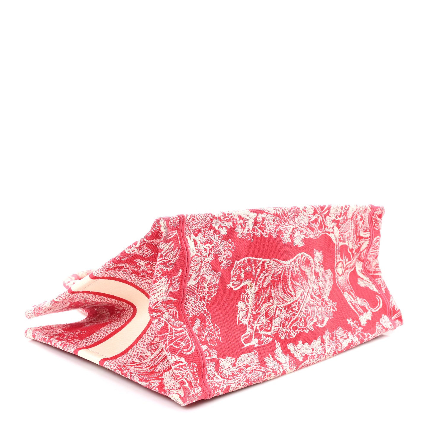 Canvas Embroidered Medium Dioriviera Toile De Jouy Book Tote Raspberry
