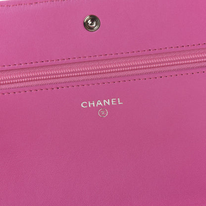 Chanel Canvas Quilted Fluo Boy Wallet On Chain WOC Dark Grey Fuchsia Green 7 of 10