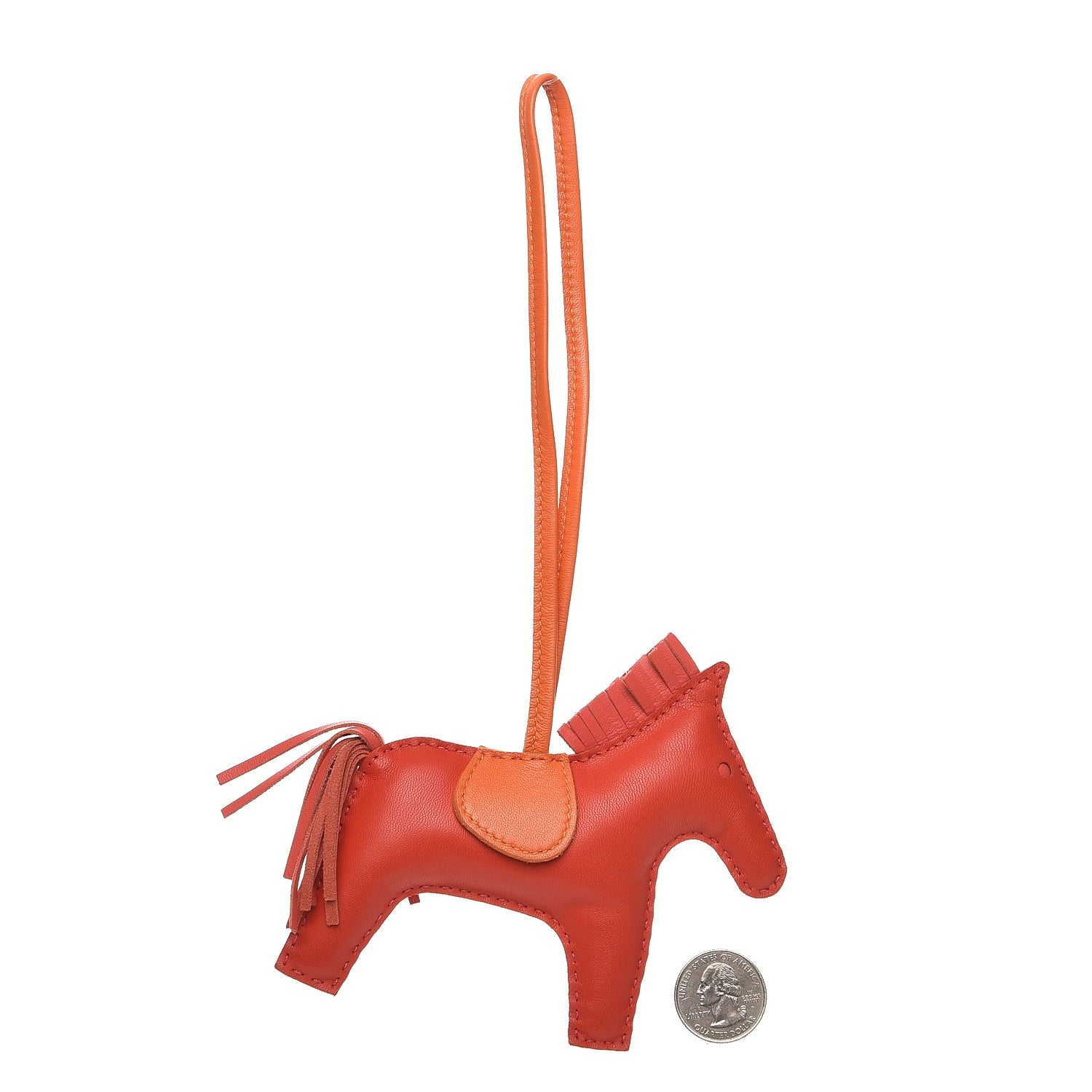 Hermes Milo Lambskin Grigri Rodeo Horse Bag Charm MM Rouge Rose Indien Jaipur Feu 2 of 4