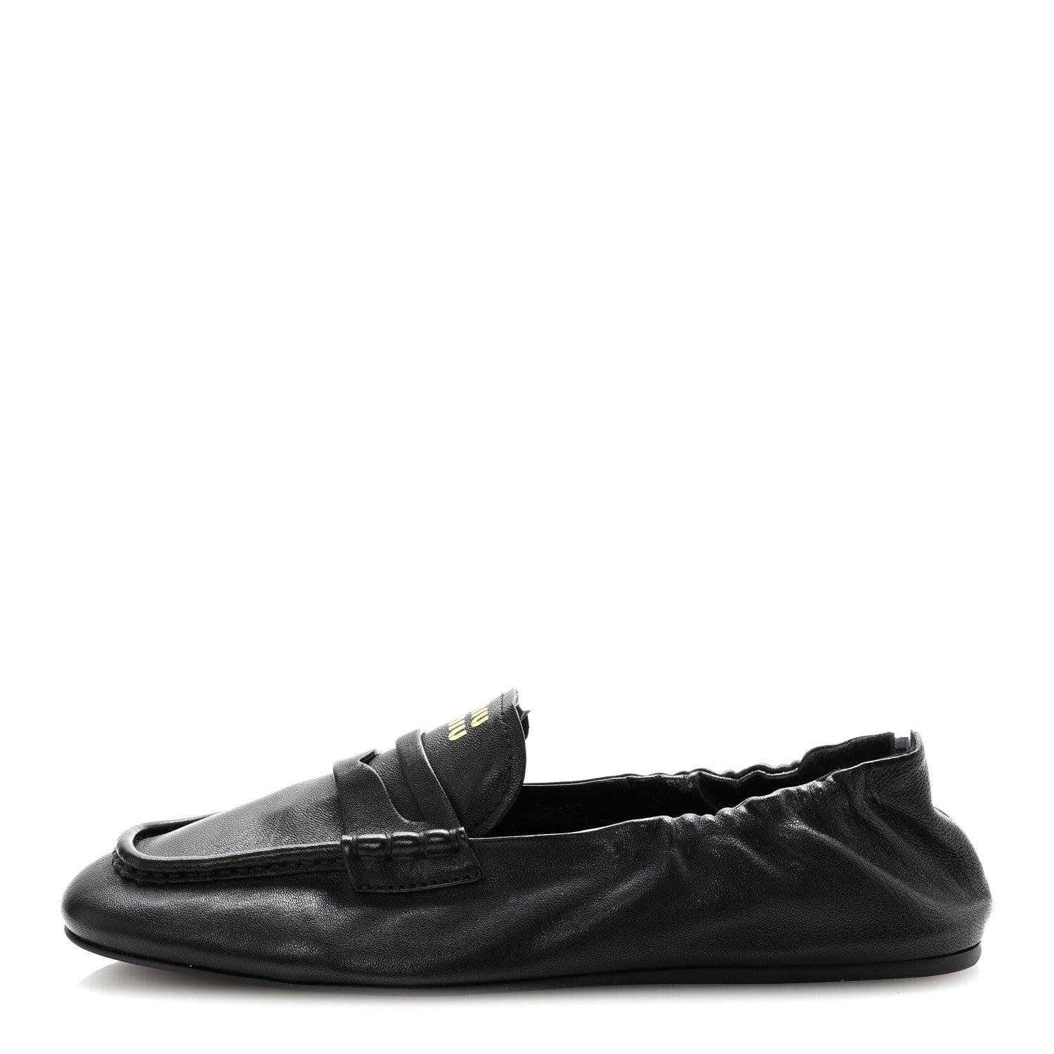 Miu Miu Ruches Nappa Loafer 38 Black 1 of 9