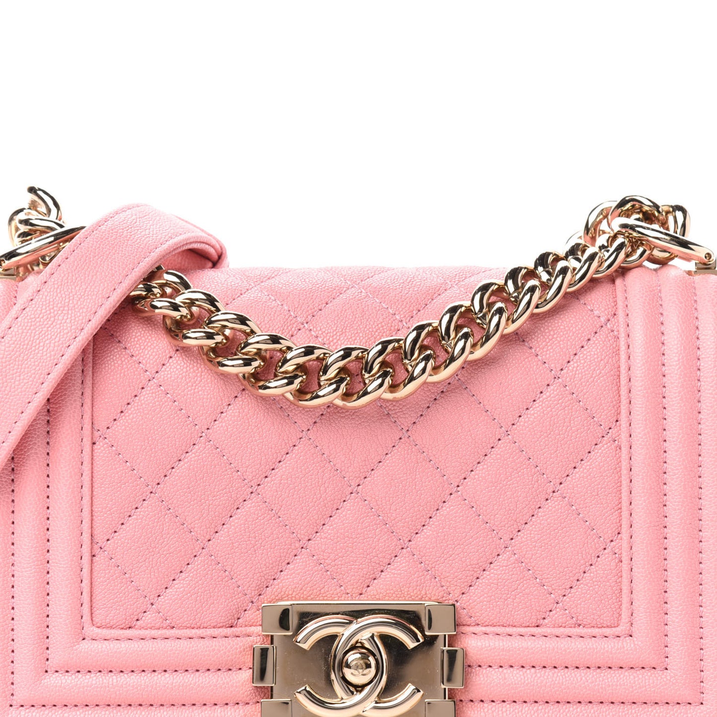 Caviar Quilted Small Boy Flap Pink