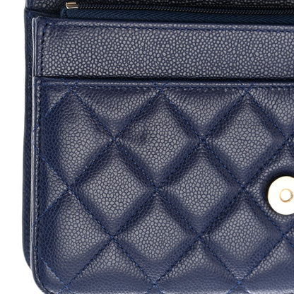 Chanel Caviar Quilted Wallet on Chain WOC Navy Blue 12 of 12