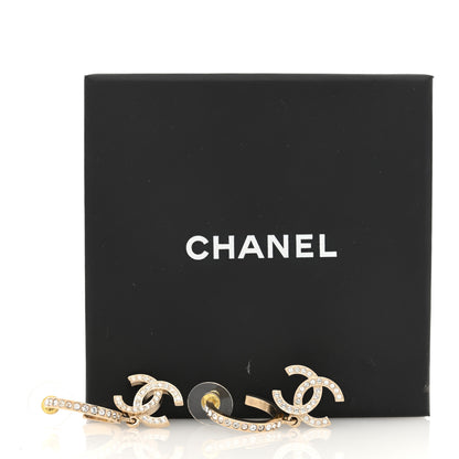 Chanel Crystal Lock Symbols CC Hoop Drop Earrings Gold 5 of 5