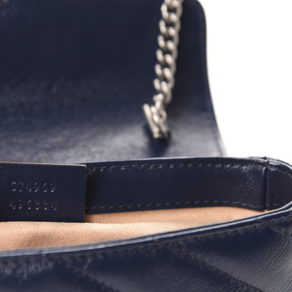 Gucci Vintage Effect Calfskin Matelasse Diagonal Super Mini Torchon GG Marmont Shoulder Bag Blue Agata Mystic White 10 of 12