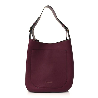 Burberry Soft Grain Calfskin Bi-Color Small Elmstone Hobo Dark Plum 1 of 9