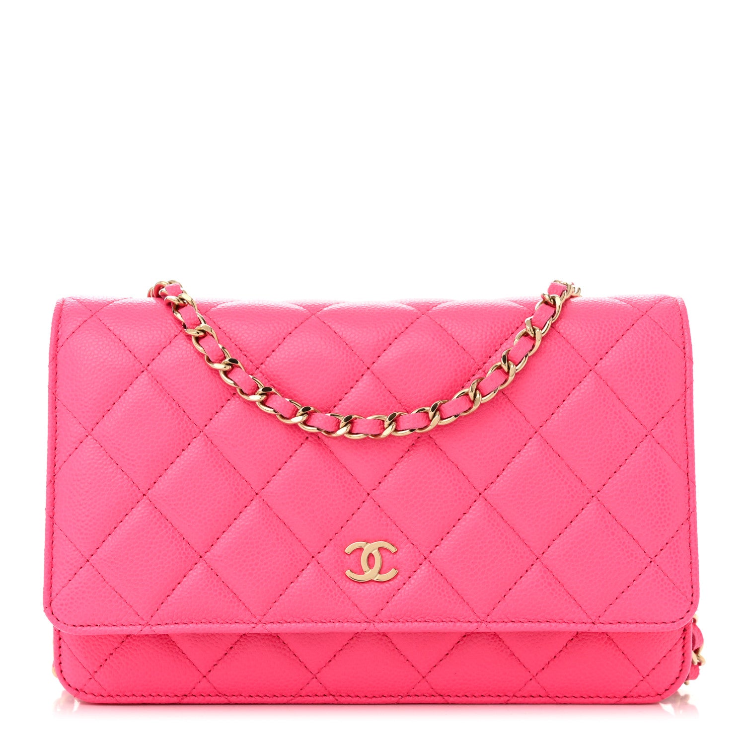 Chanel Caviar Quilted Wallet on Chain WOC Fuchsia 1 of 11