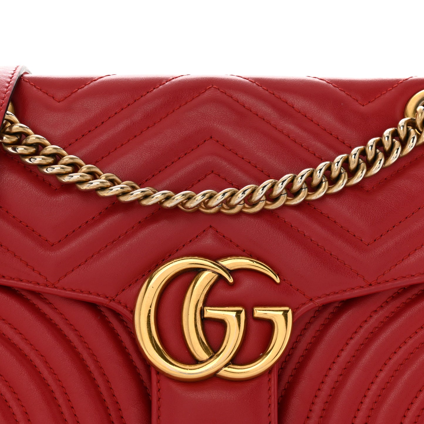 Calfskin Matelasse Small GG Marmont Shoulder Bag Hibiscus Red