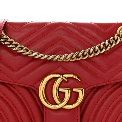 Gucci Calfskin Matelasse Small GG Marmont Shoulder Bag Hibiscus Red 8 of 13