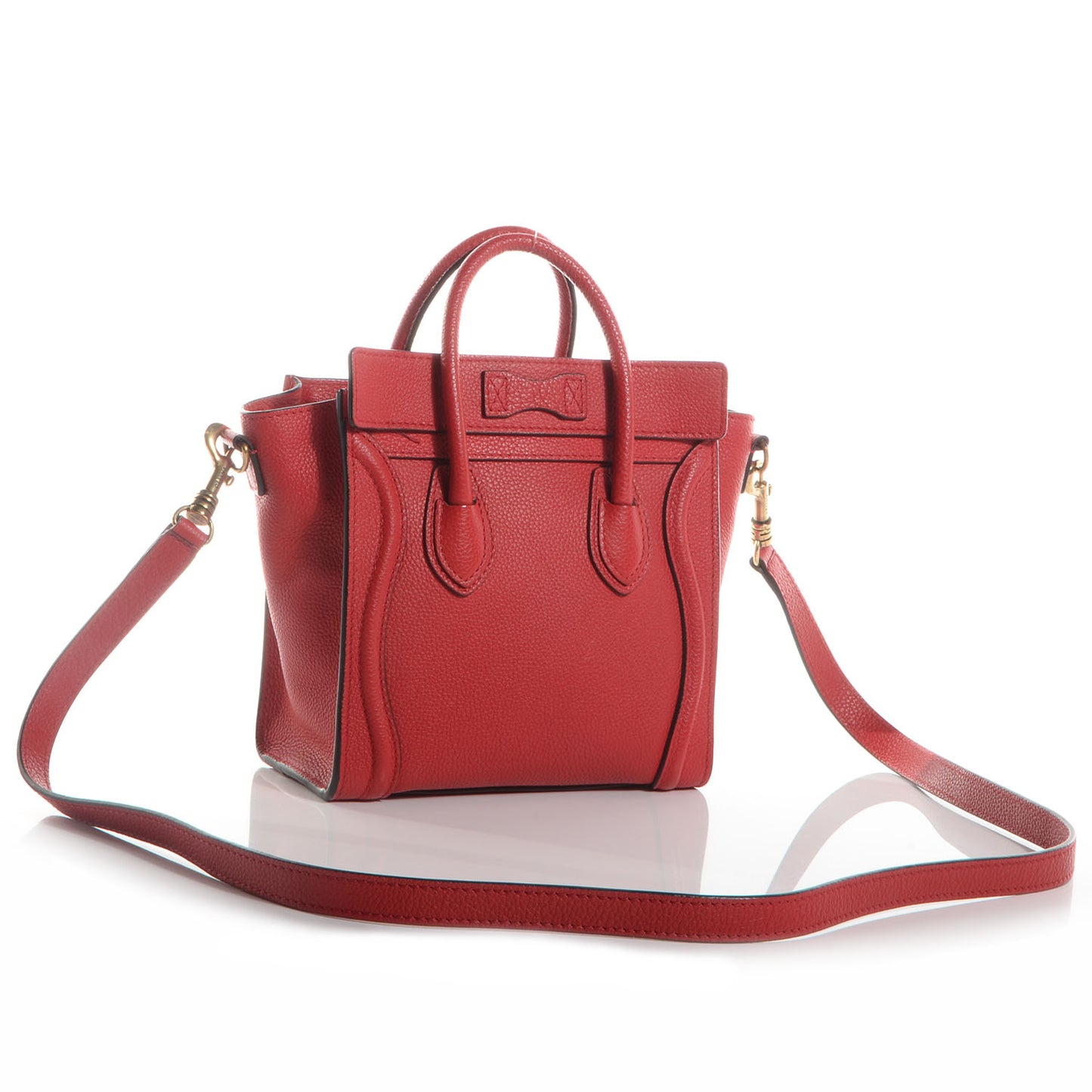 Drummed Leather Nano Luggage Coquelicot