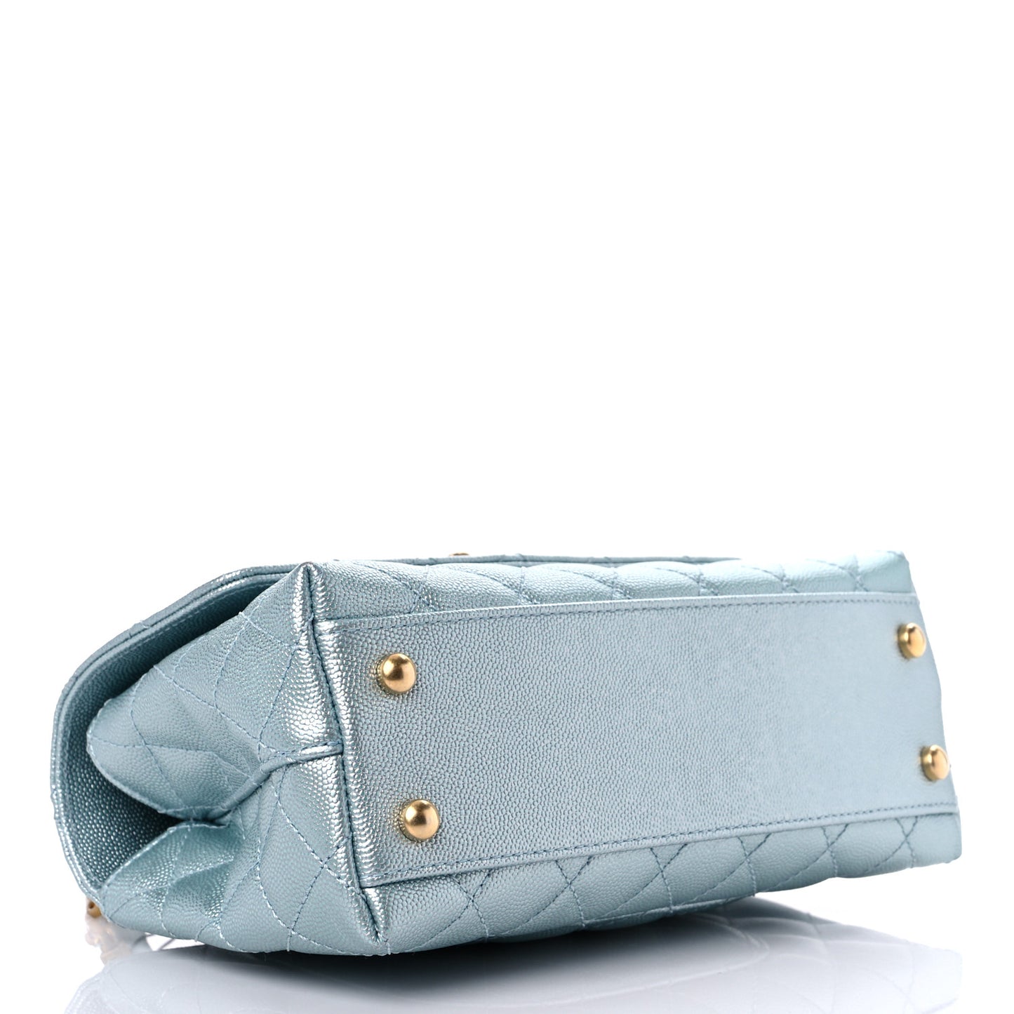 Metallic Caviar Quilted Mini Coco Handle Flap Light Blue