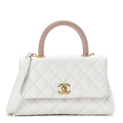 Chanel Caviar Lizard Quilted Mini Coco Handle Flap White 1 of 15