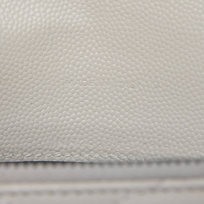 Saint Laurent Grain De Poudre Matelasse Chevron Monogram Envelope Chain Wallet Dove White 7 of 11