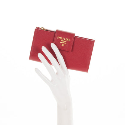 Prada Saffiano Metal Tab Wallet Fuoco 2 of 6