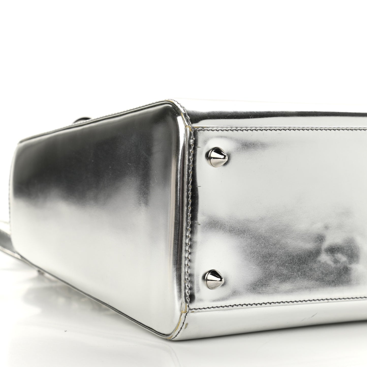 Metallic Patent Calfskin Medium Lady Dior Silver