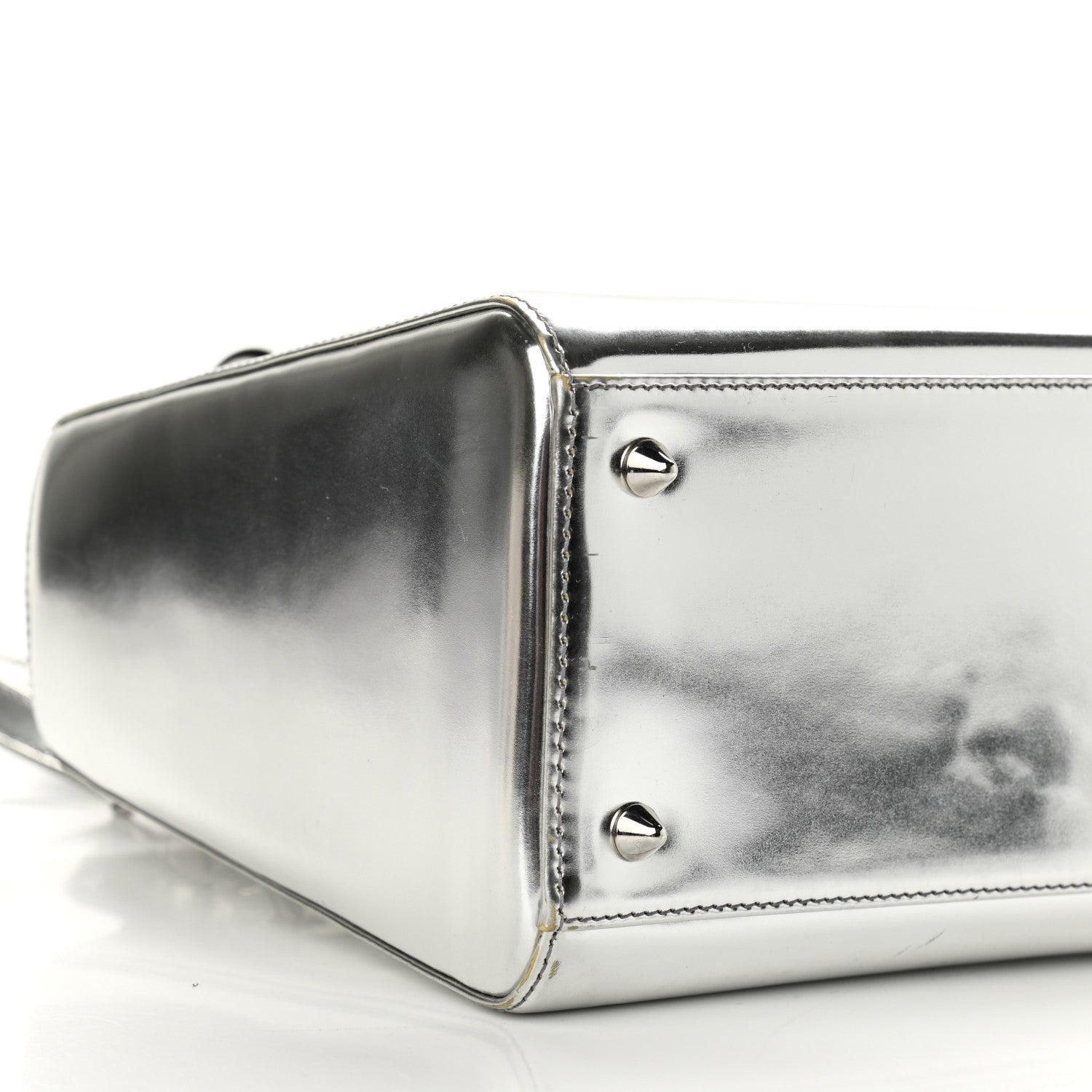 Christian Dior Metallic Patent Calfskin Medium Lady Dior Silver 9 of 11