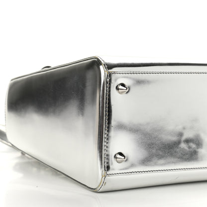 Christian Dior Metallic Patent Calfskin Medium Lady Dior Silver 9 of 11