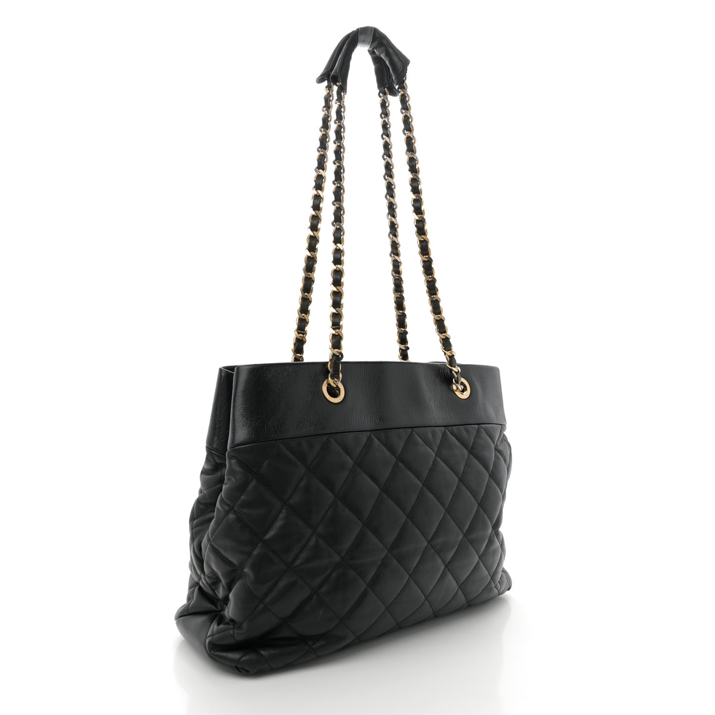 Calfskin Quilted Large Soft Elegance Tote Black