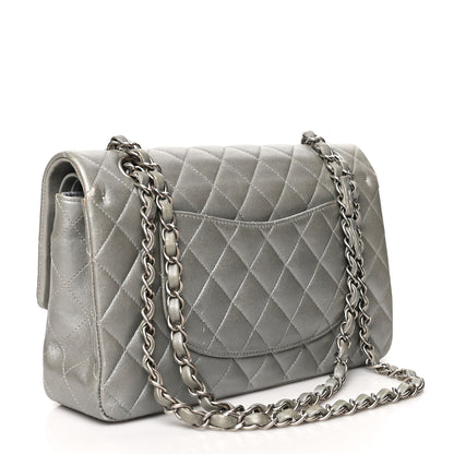 Chanel Metallic Lambskin Quilted Medium Double Flap Silver 3 of 12
