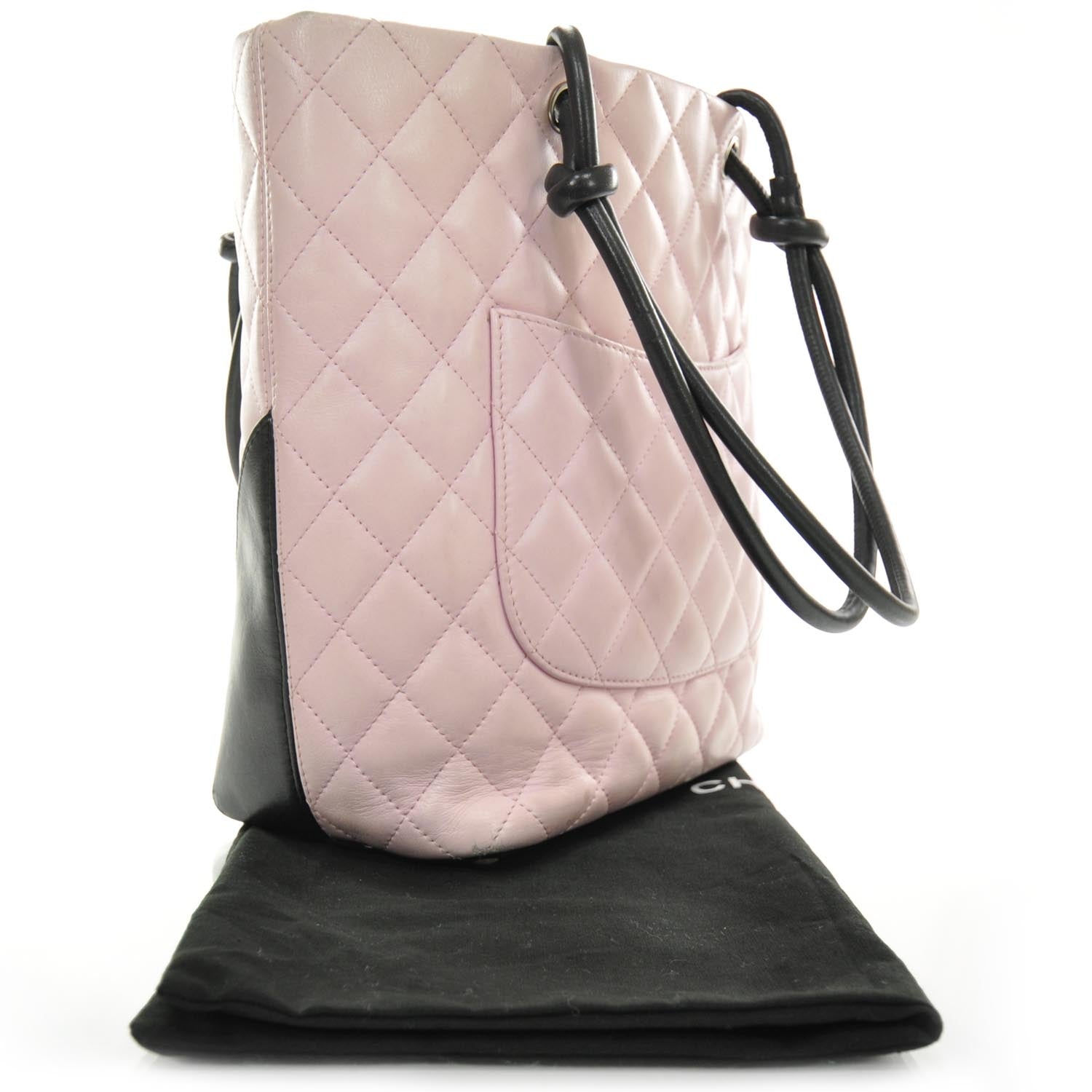 Chanel Calfskin Quilted Medium Cambon Tote Pink Black 2 of 10