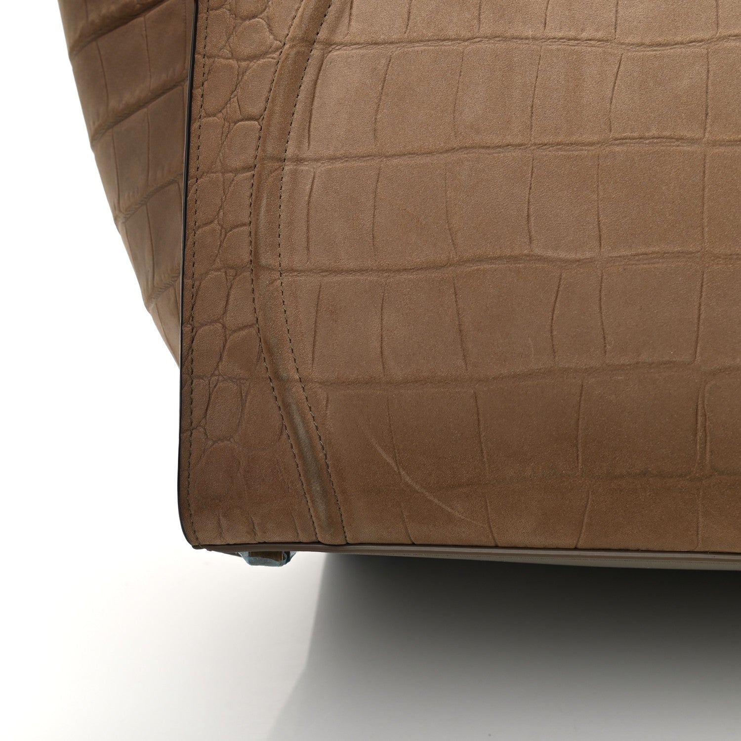 Celine Crocodile Embossed Nubuck Medium Phantom Luggage Beige 16 of 17