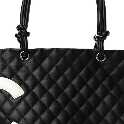 Chanel Calfskin Quilted Large Cambon Tote Black White 8 of 13